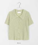 Ruidi Crop Collar Short Sleeve Knit Cardigan