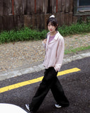 Mote cut key ring loop two-way wide cotton pants
