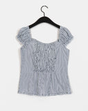Rumble Stripe Button Sleeveless Blouse
