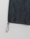 Mimku Pintuck String Summer Raw Wide Denim Pants