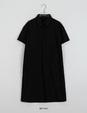 Tenmu Nylon Pocket Collar Shirt Midi One Piece