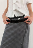 STRIPE BUTTON WRAP SKIRT