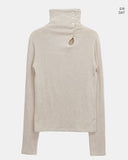 Teuan High-Neck Button Brushed Wool Long Sleeve T-Shirt