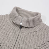 Central Rope High-Neck Knit Zip-Up