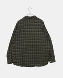 Mutt check pattern collar pocket oversized long-sleeved shirt