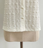 Ser Embossed Round Pearl Puff Blouse