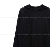 Layered see-through knit hoodie