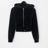 Shovel velvet zip-up hooded zip-up