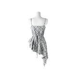 Roxy Check Unbalanced Layered Frill Sleeveless One Piece