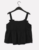 Nubin velvet ribbon sleeveless blouse