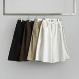 Folding Pin Tuck Back Pocket Bermuda Shorts Cotton Pants