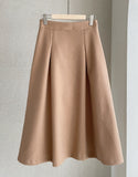 Cashew Nut Pin-Tuck Flared Long Skirt