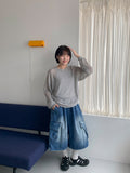 [unisex] Colds Banding Bermuda Big Cargo Denim Pants