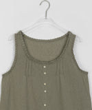 Ryoki Linen Lace Flower Button Sleeveless