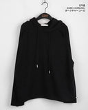 Onbee Shoulder Silt String Boxy Long Sleeve Hoodie