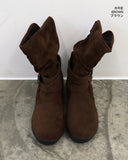[Fur lining] Reveal vintage belt shirring suede 3cm middle boots