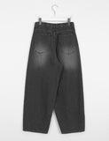 Syumio jacquard wide balloon denim pants