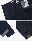 Raw one-tuck wide denim pants