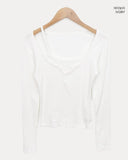 [Fake Layered/Peach Fuzz] Burnin Layered Button T-Shirt