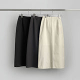 Back Zipper Slit H-line Long Skirt