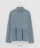 Hokam Brushed Stripe Frill Turtleneck Tee