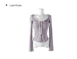 Dosi Ribbon Lace Slim Cardigan T-Shirt