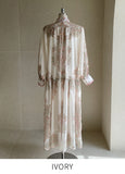 [Belt + inner set] Obek Pattern Chiffon Long One Piece