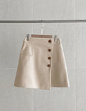 Albina Wool Button Mini Skirt