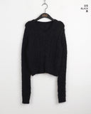Gwen Cable V-neck Angora Knit
