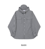 Summer Loose Fit Cap Hoodie Rain Checkered Shirt