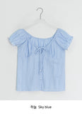 The Mill Shirring Ribbon Lace Short Sleeve Blouse