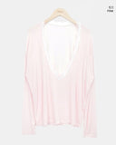 Tenver V-Neck Lace Long Sleeve T-Shirt