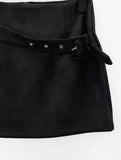 Ahin Belt Suede Miniskirt