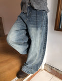 Drok cut balloon fit wide denim pants