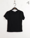 Picto Layered Shoulder Slit Short Sleeve T-Shirt