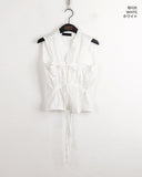 Leeum pleated shirring string sleeveless blouse