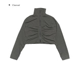 Noki shirring zip-up jacket