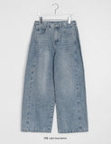 Wanko Side Pin Tuck Wide Denim Pants