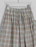Lurun Check Shirring Cargo Banding Midi Skirt