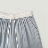 Summer rustling color matching detail wide banding pants