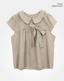 Lupek Ribbon Check Short Sleeve Blouse