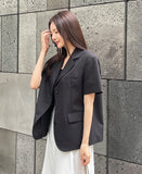 Jamian Tailored Collar Short Sleeve Short Jacket
