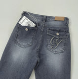 Hip Pad Back Pocket Embroidery Slim Bootcut Span Denim Pants