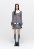 Pocket layered check skirt