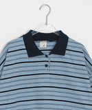 [BAONHAUS] AANS Stripe Rugby Collar Short Sleeve Tee