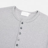 Kanden Ribbed Henley Neck Slim Long Sleeve T-shirt
