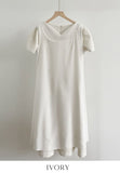 Ipu Heart Neck Puff Tweed Flare One Piece