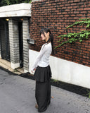 Giru Ribbon Lace Punching Long-Sleeve Cardigan
