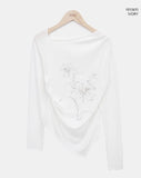 Roden One-Shoulder Flower Print Long-Sleeve T-Shirt