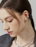 Claw Silver Half Pave One-Touch Earrings S